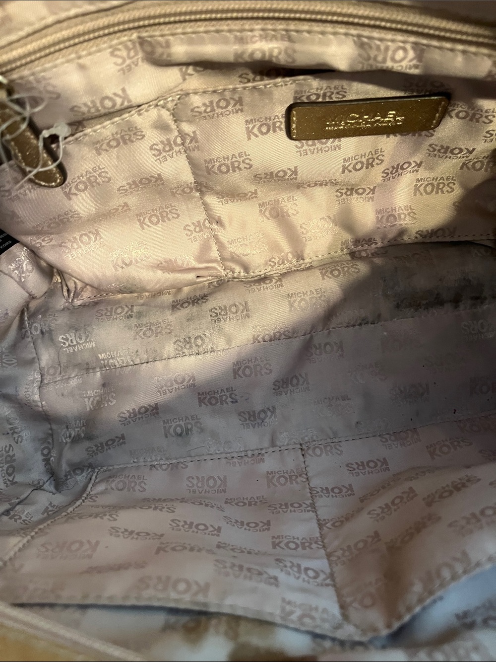 Michael Kors Metallic Gold Chain-Handle Tote W15” D10” - Picture 5 of 10